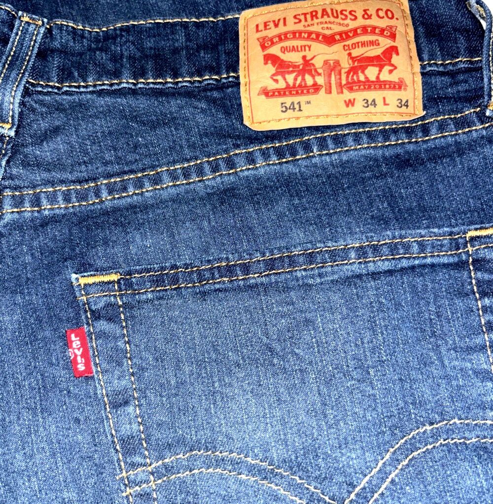 Levi's 541 Jeans Men's Size 34x34 Medium Wash Denim Stretch Athletic Taper Fit - Picture 6 of 7